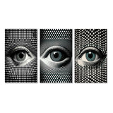 Designart "Monochrome Eye I" Modern Geometric Wall Art Set Of 3 - Modern Printed Art Set For Bedroom