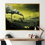 Designart "Monochrome Factory Chimney Landscape I" Factories Framed Wall Decor