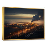 Designart "Monochrome Factory Industry Sunset" Factories Framed Wall Decor