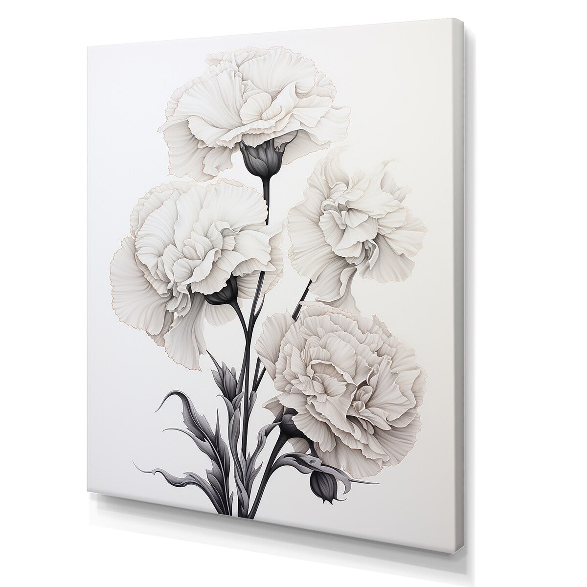 Designart "Monochrome Minimalism Carnations " Carnations Wall Art