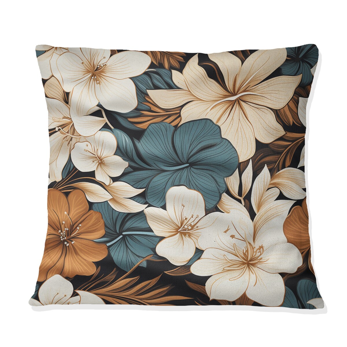 Designart "Monochrome Serenity Tropical Pattern I" Tropical Printed Throw Pillow