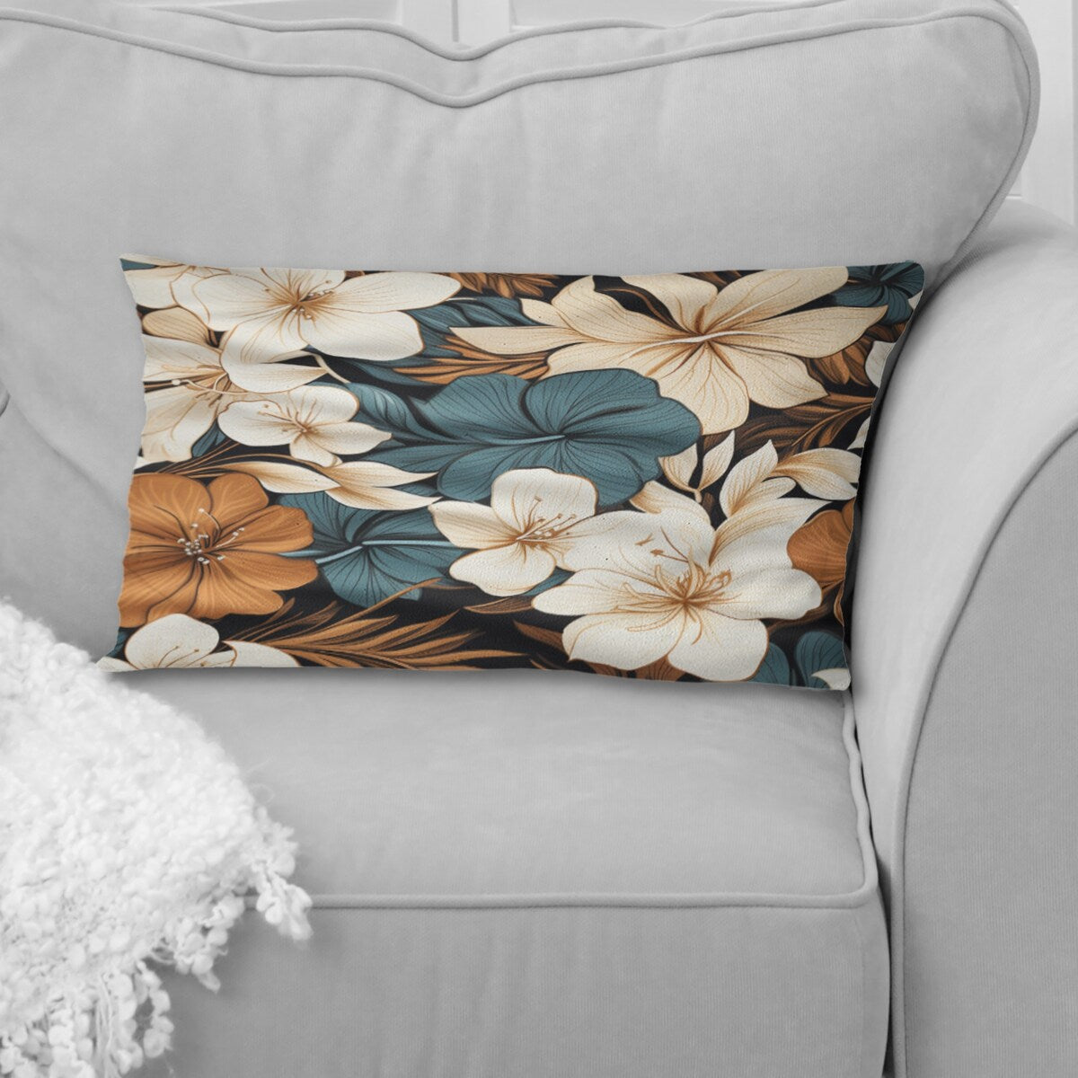 Designart "Monochrome Serenity Tropical Pattern I" Tropical Printed Throw Pillow