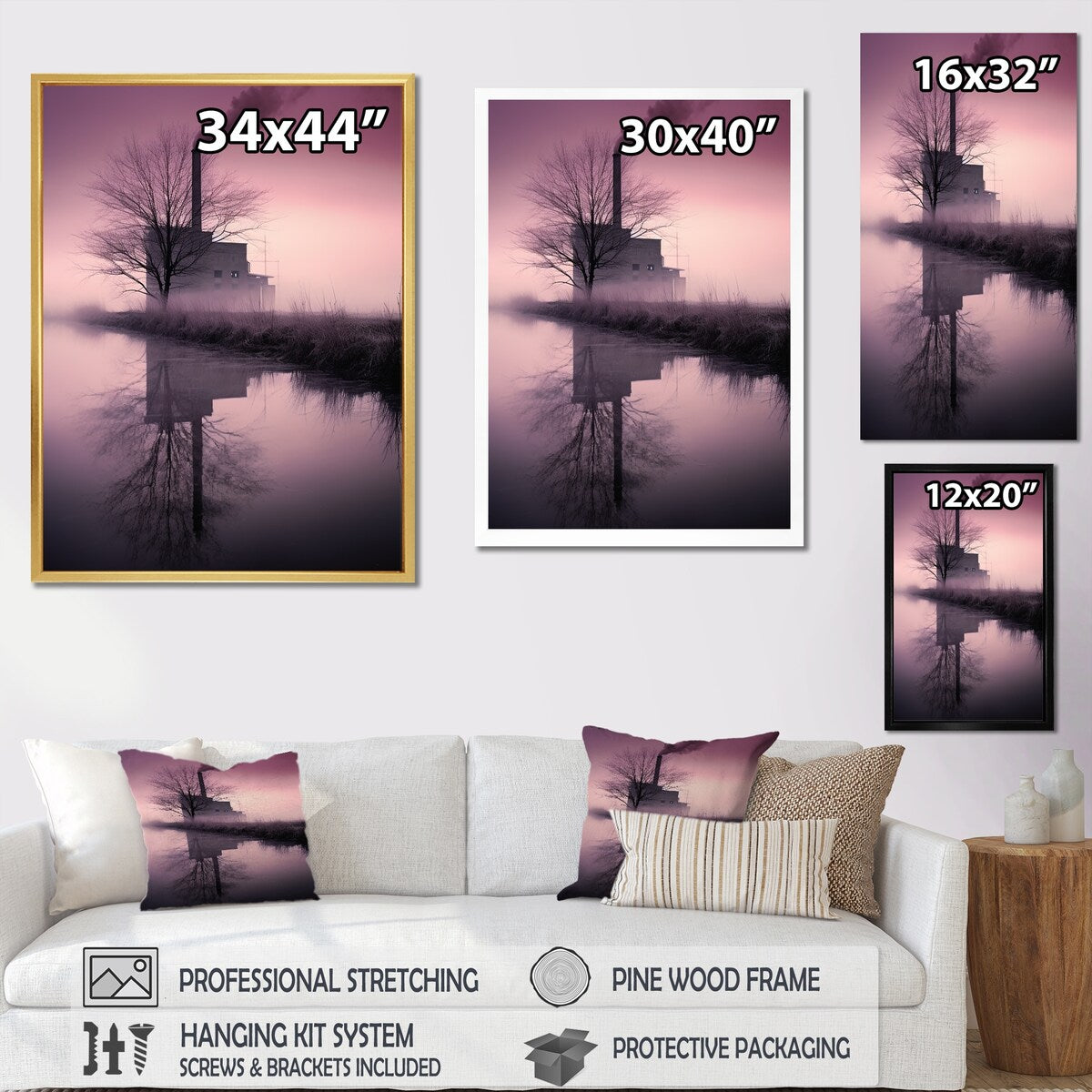 Designart "Moody Serenity Factory " Factories Framed Wall Art Living Room
