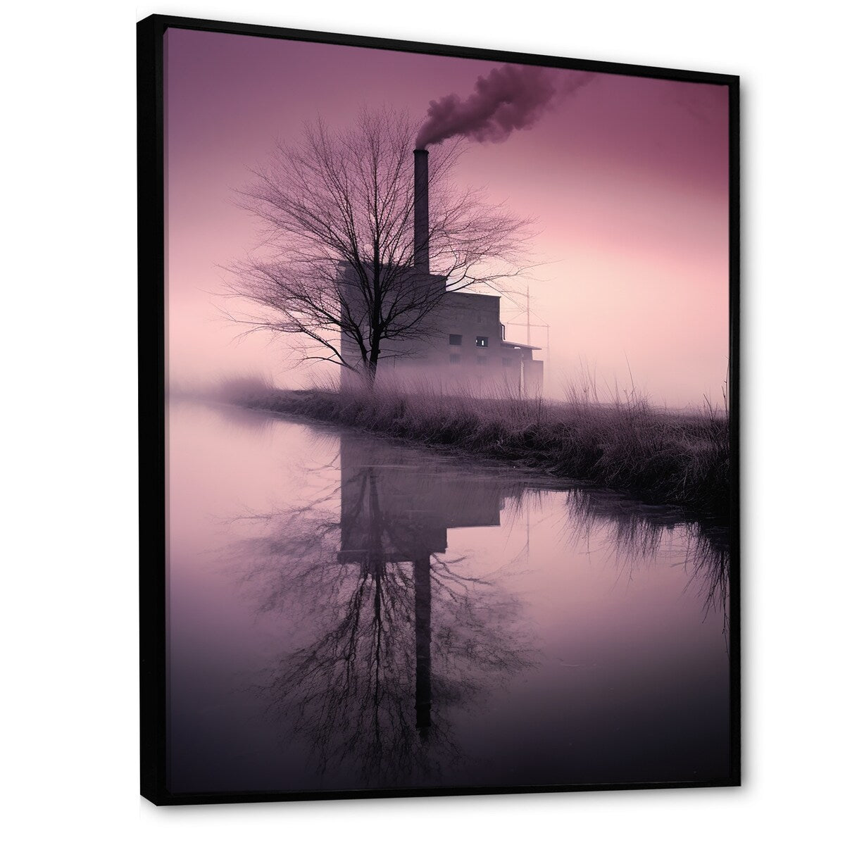 Designart "Moody Serenity Factory " Factories Framed Wall Art Living Room