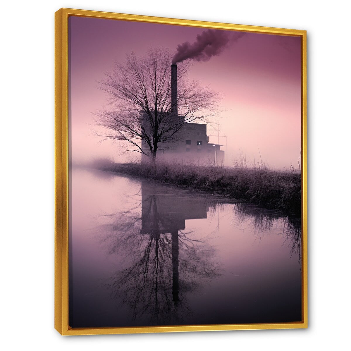 Designart "Moody Serenity Factory " Factories Framed Wall Art Living Room