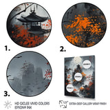 Designart "Moonset And Japonese Maple Tree I" Japon Landscape Wall Art Prints