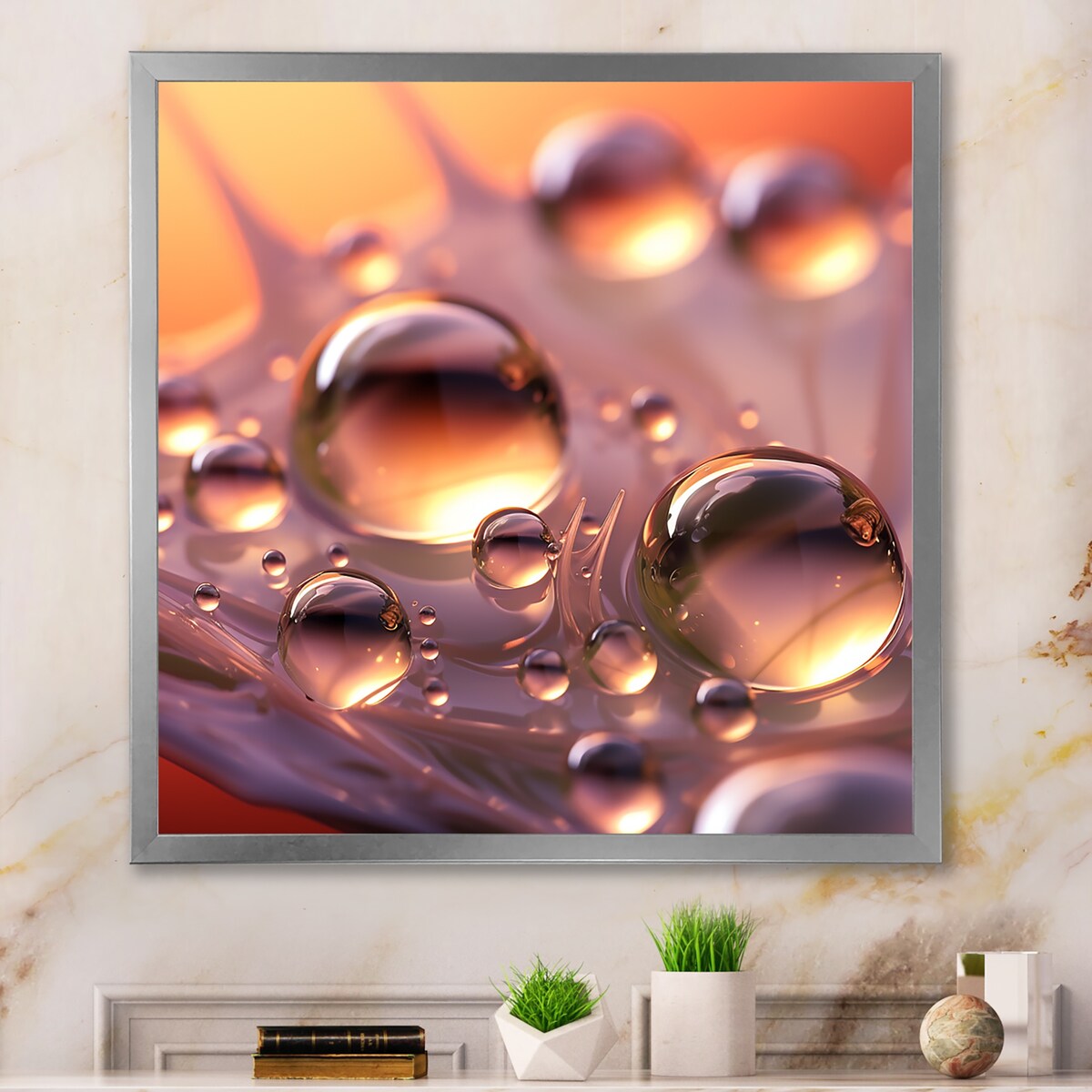 Designart "Morning Dew Drops On Pink Flower Petal" Flowers Framed Wall Art Prints