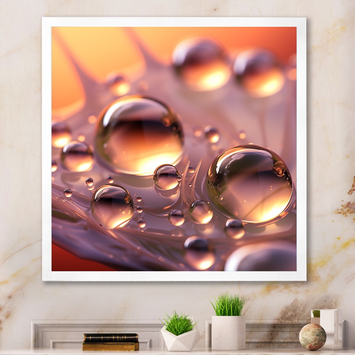 Designart "Morning Dew Drops On Pink Flower Petal" Flowers Framed Wall Art Prints