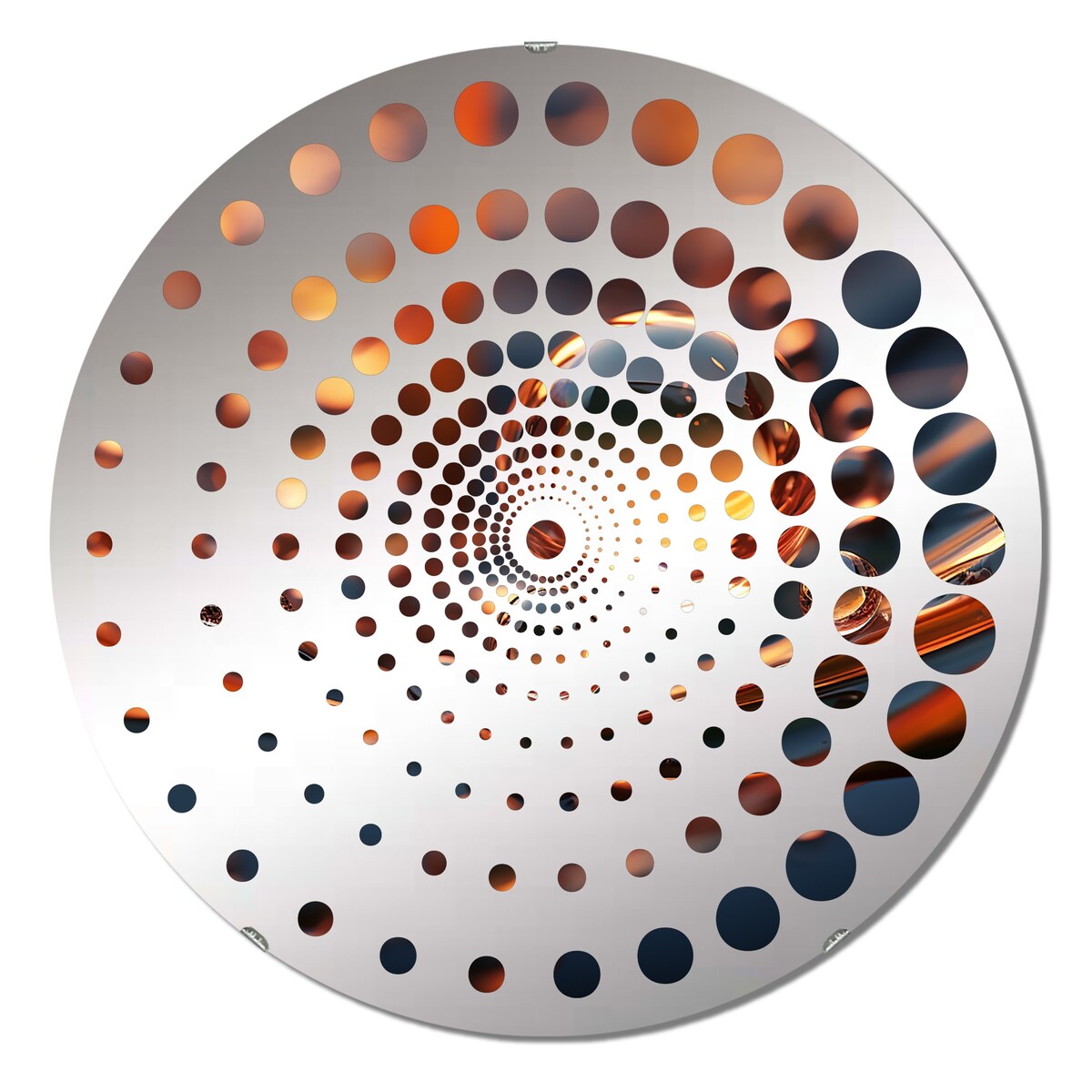 Designart "Morning Dew Pearls Tender Sunshine Reflections I" - Traditional Flowers Spiral Circle Wall Mirror