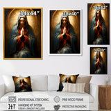 Designart "Mother Mary Christian Portrait II" Christianism Wall Art Gold - Traditional Wall Art Décor For Bedroom