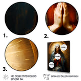 Designart "Mother Mary Christian Portrait II" Christianism Wall Art Gold - Traditional Wall Art Décor For Bedroom