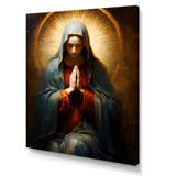Designart "Mother Mary Christian Portrait II" Christianism Wall Art Gold - Traditional Wall Art Décor For Bedroom