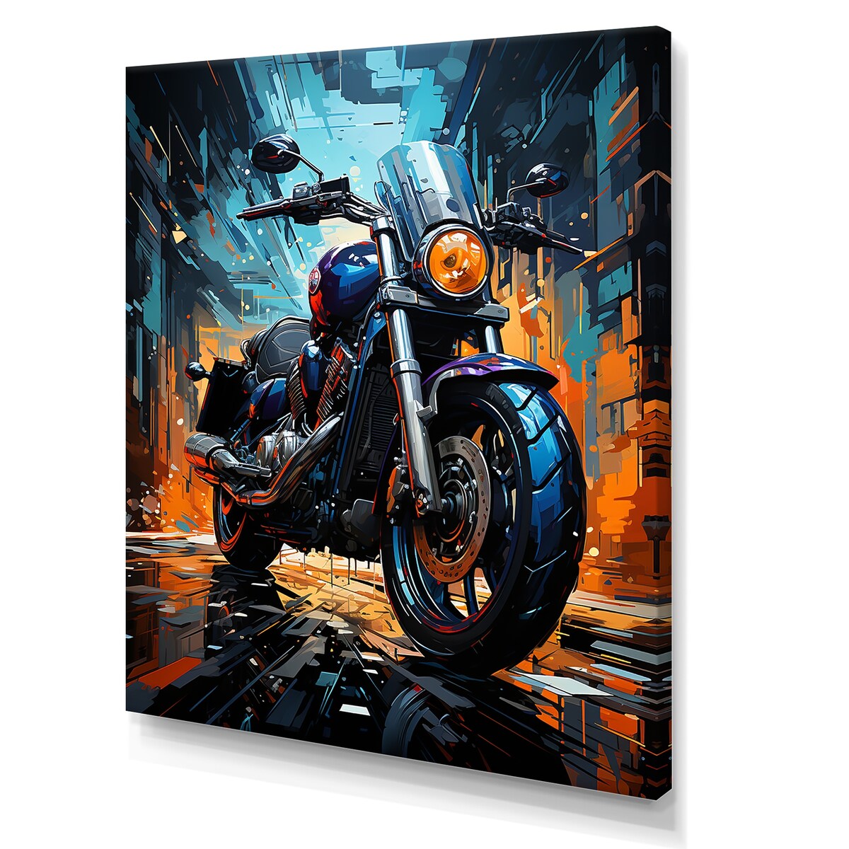 Designart "Motorcycle Electric Blue Ride " Motorcycle Wall Art