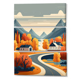 Designart "Mountain Village In Autumn" Landscape Mountains Canvas Art Print - 3 Panels