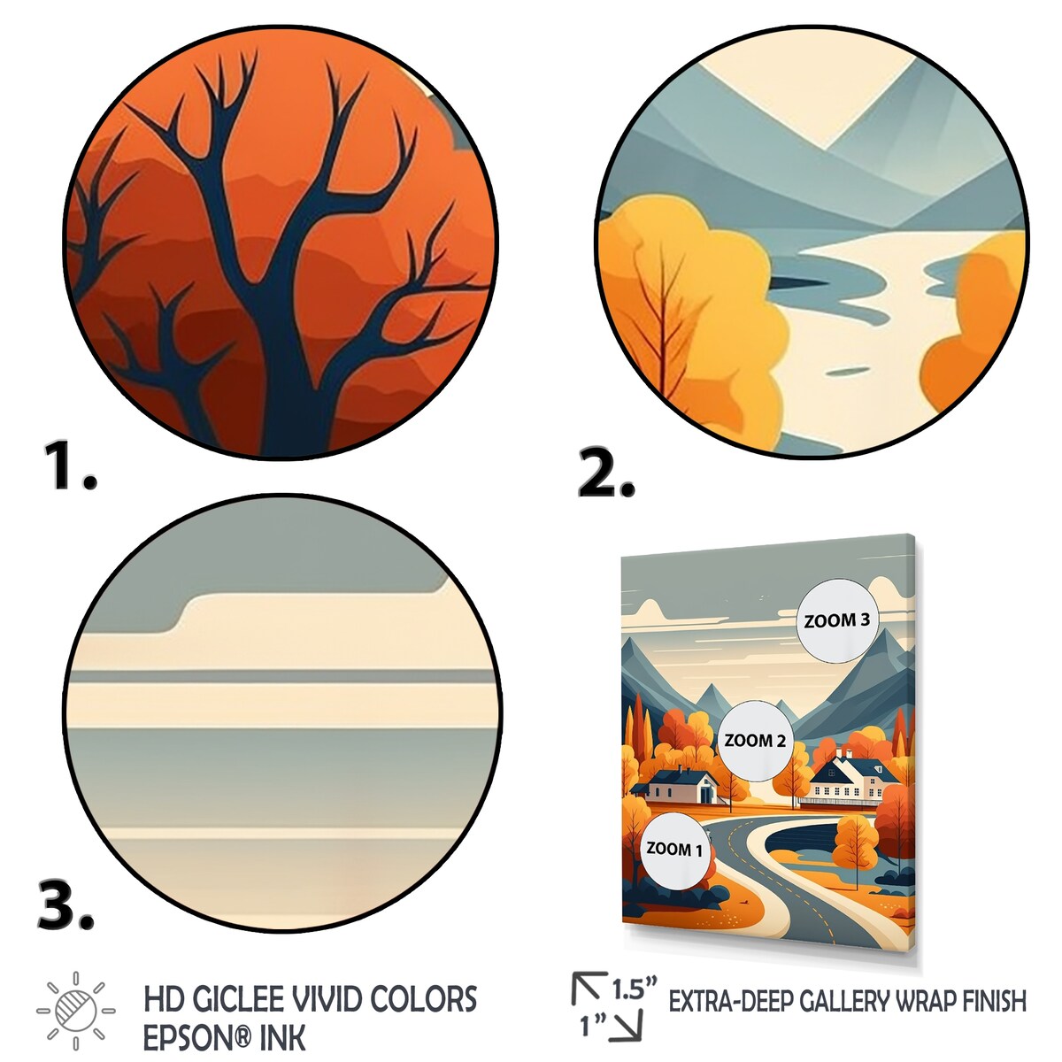 Designart "Mountain Village In Autumn" Landscape Mountains Canvas Art Print - 3 Panels