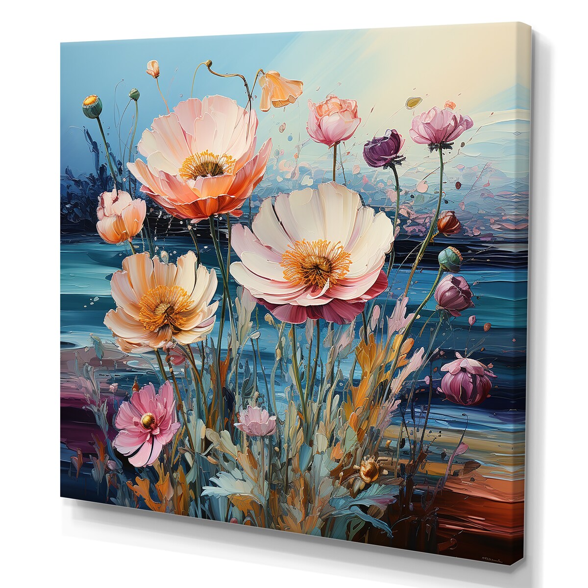 Designart "Multicolor Flowers Field Liquid Art " Flower Field Wall Art