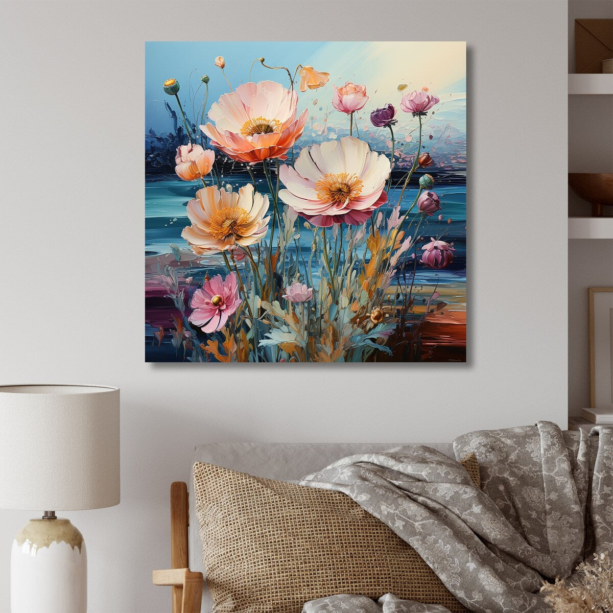 Designart "Multicolor Flowers Field Liquid Art " Flower Field Wall Art