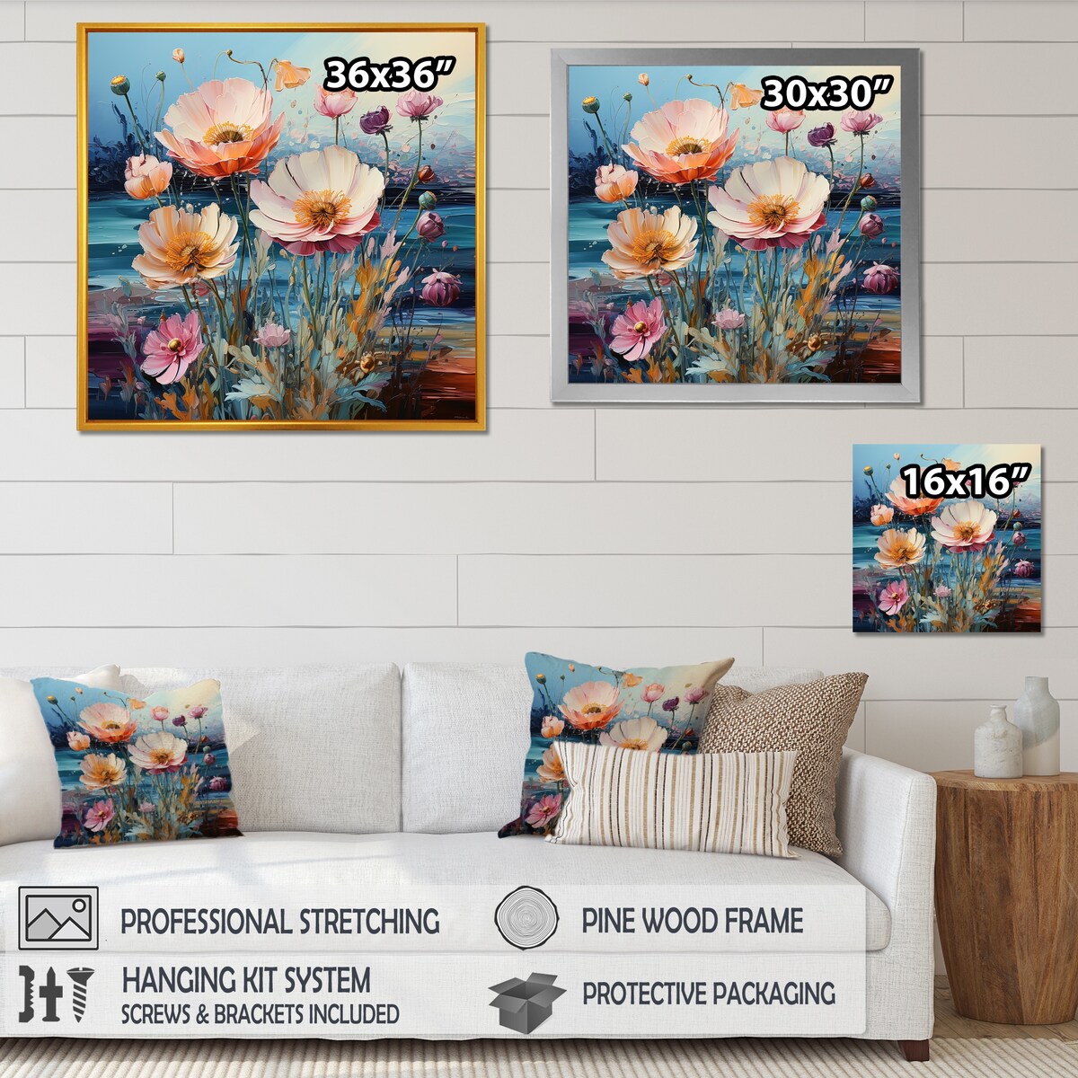 Designart "Multicolor Flowers Field Liquid Art " Flower Field Wall Art