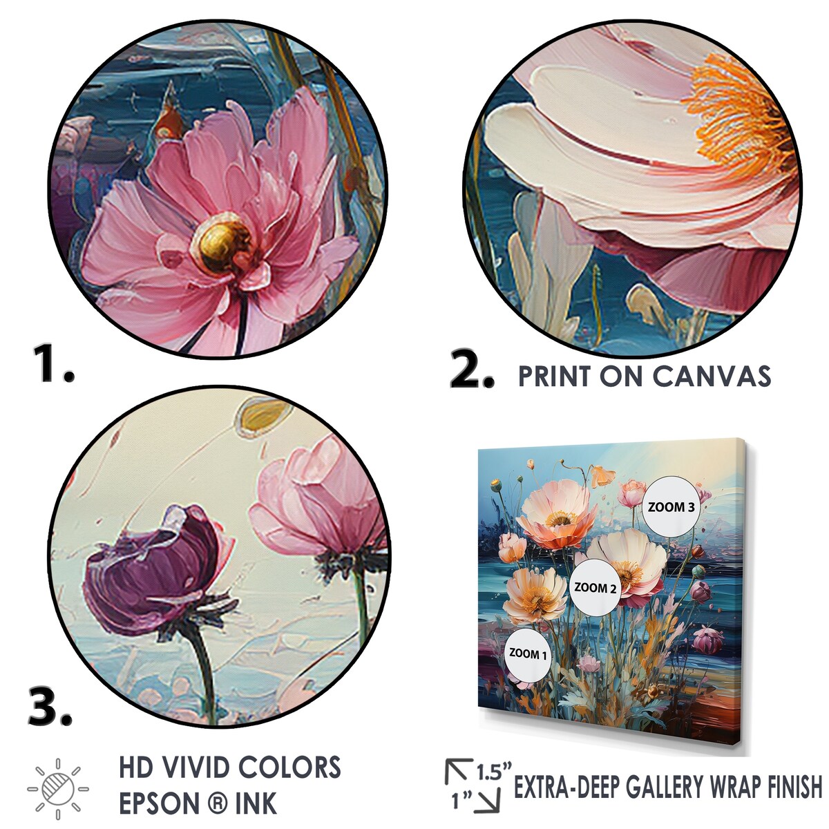 Designart "Multicolor Flowers Field Liquid Art " Flower Field Wall Art