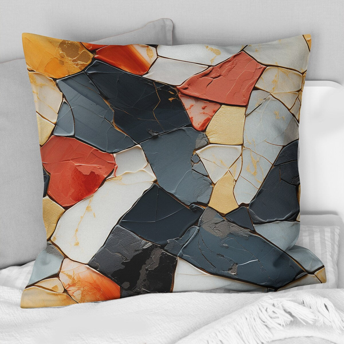 Designart "Multicolor Marble Mosaic Harmony Pattern I" Marble Printed Throw Pillow