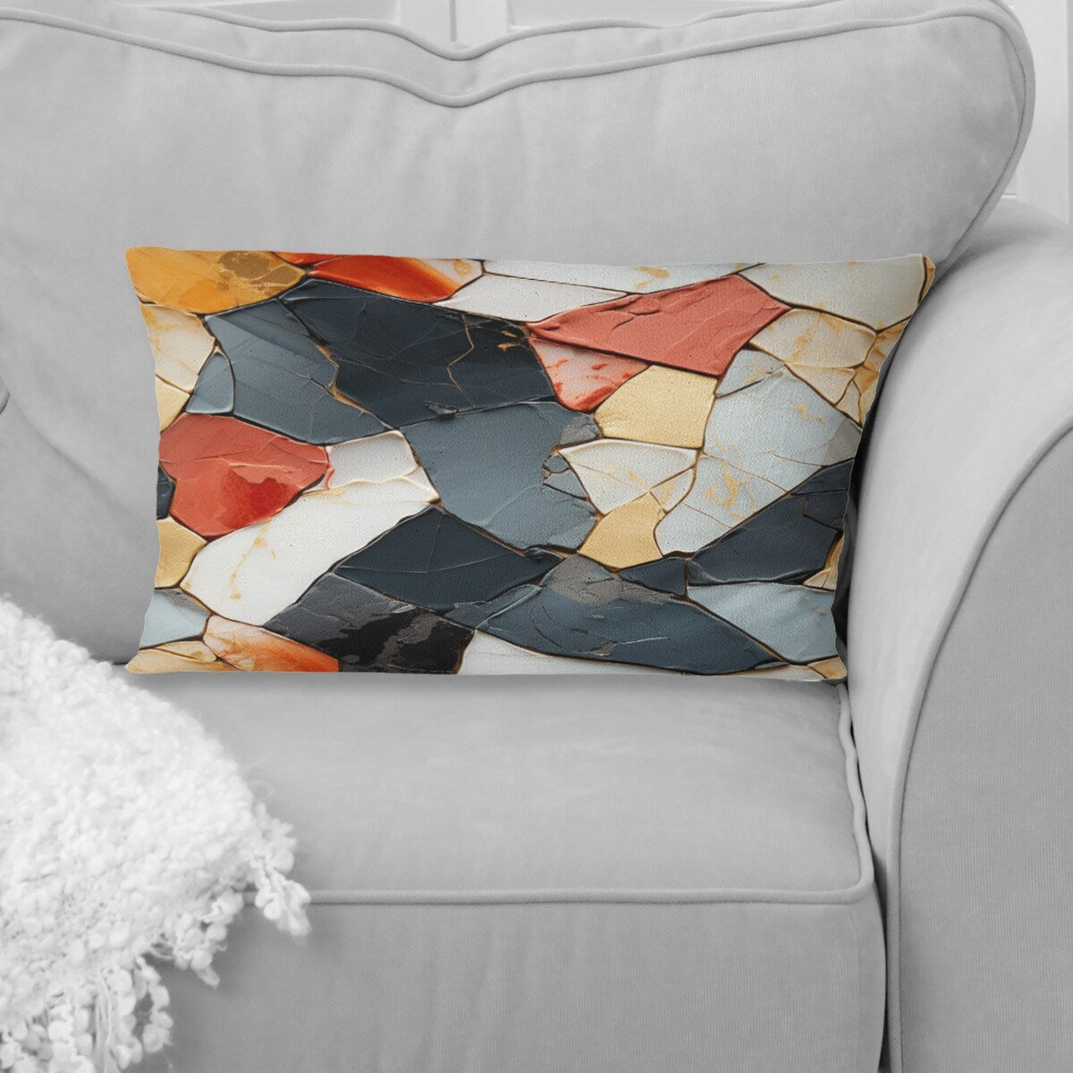 Designart "Multicolor Marble Mosaic Harmony Pattern I" Marble Printed Throw Pillow