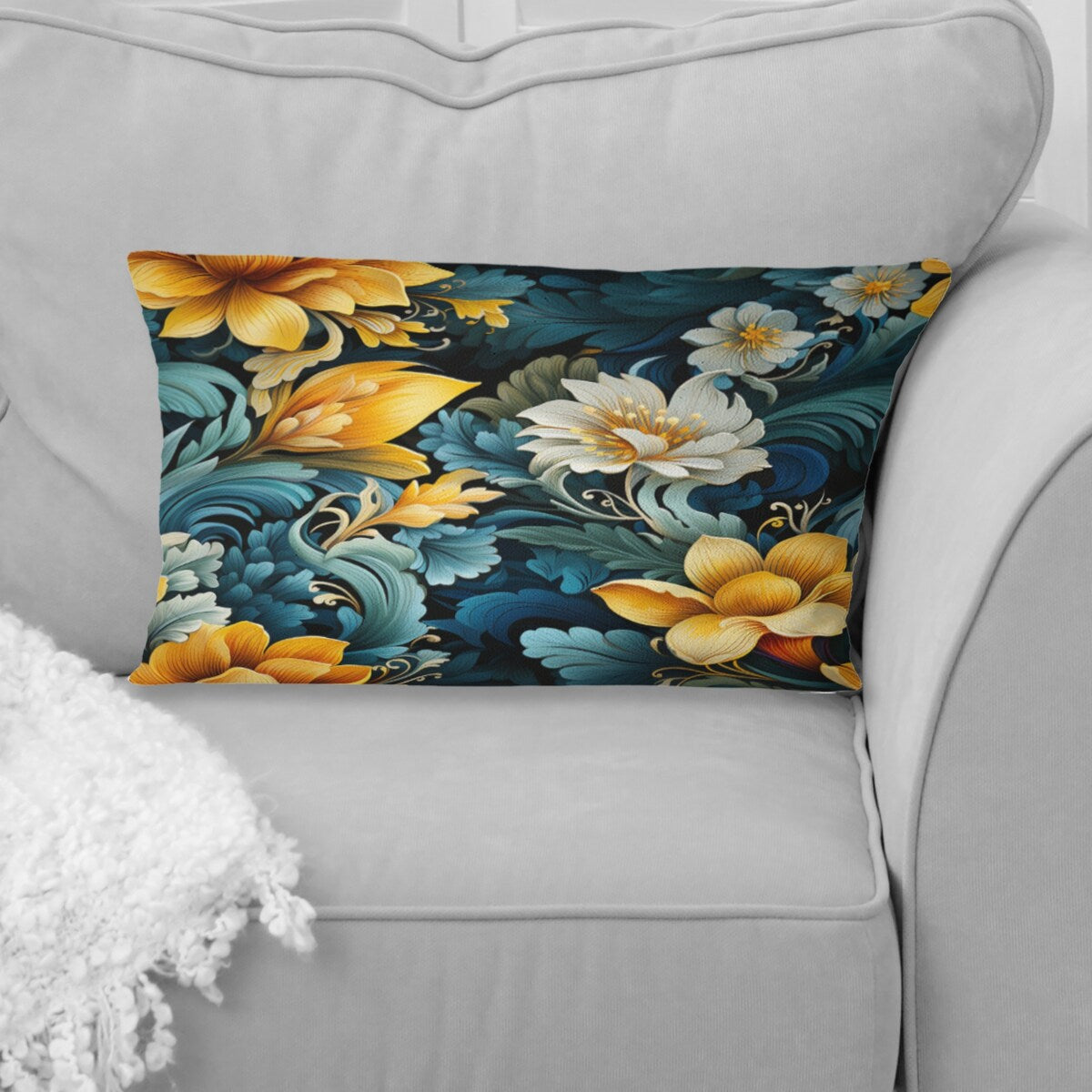 Designart "Multicolor Tropical Fusion Floral Pattern" Floral Printed Throw Pillow