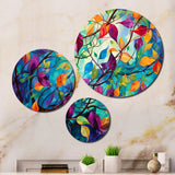 Designart "Multicolor Vibrant Vines I" Abstract Botanicals Metal Art Living Room Set