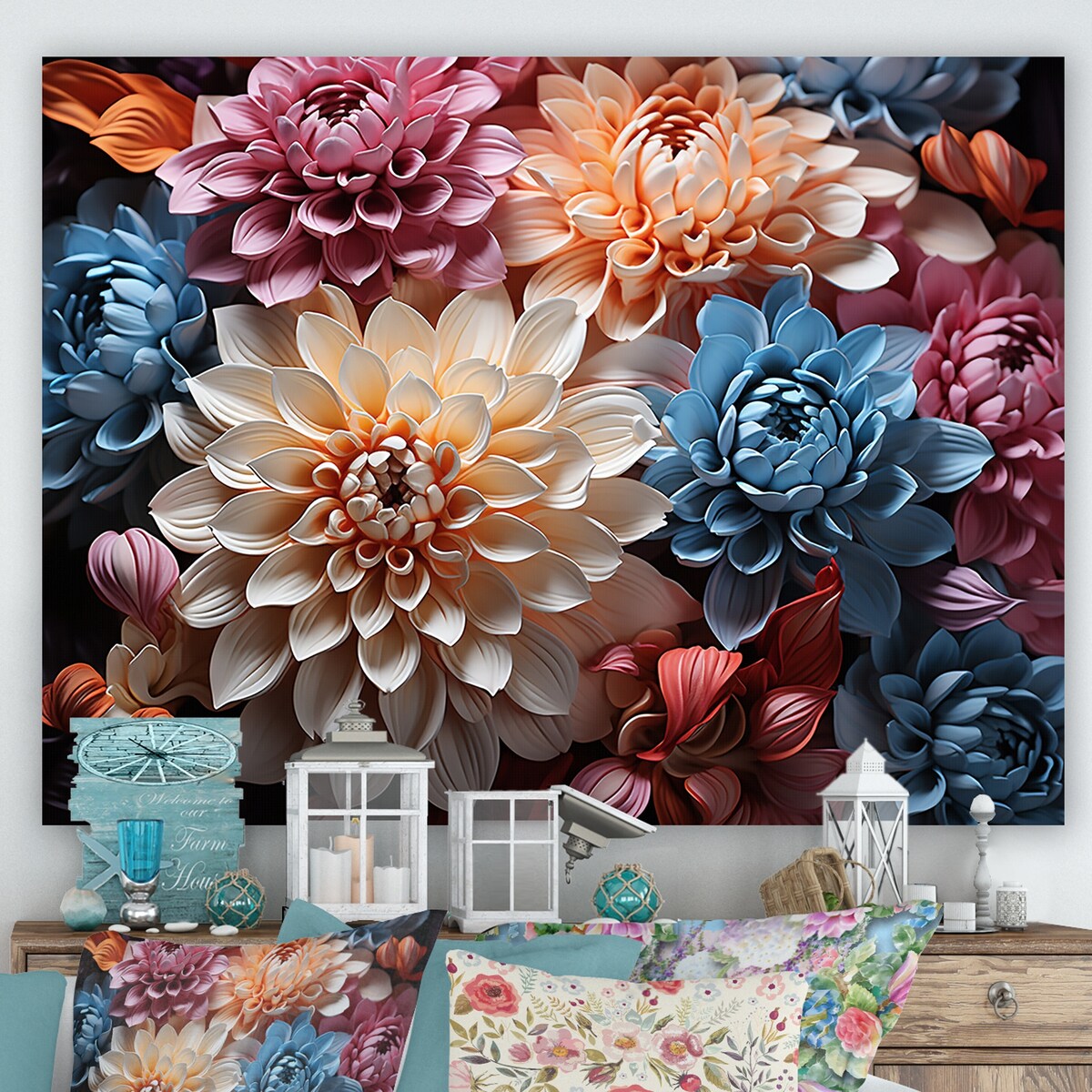 Designart "Mums Burst With Bold And Vibrant Colors" Mums Wall Art