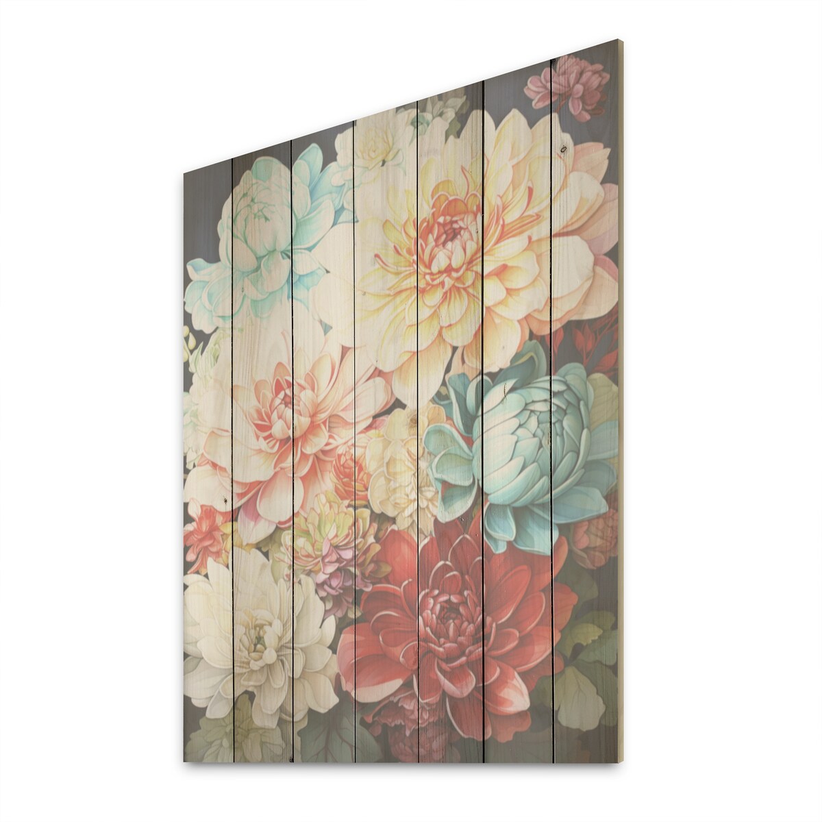 Designart "Mums On The Beach" Mums Wood Wall Decor - Traditional Pink Wood Panel On Natural Pine Wood