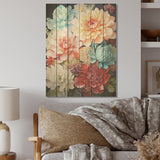 Designart "Mums On The Beach" Mums Wood Wall Decor - Traditional Pink Wood Panel On Natural Pine Wood