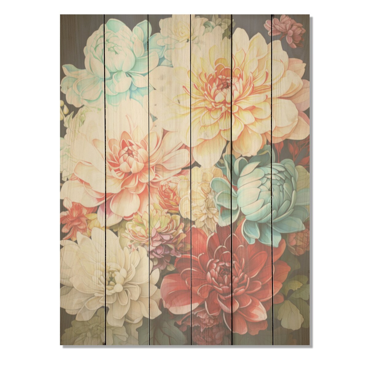 Designart "Mums On The Beach" Mums Wood Wall Decor - Traditional Pink Wood Panel On Natural Pine Wood