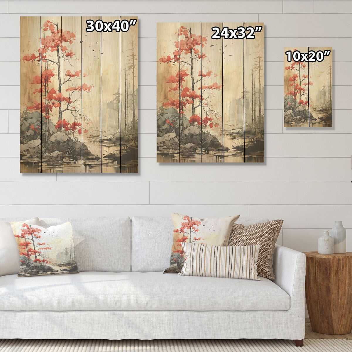Designart "Munimal Redwood Tree Symetry" Tree Redwood Wood Wall Decor Traditional Red Wood Panel On Natural Pine Wood
