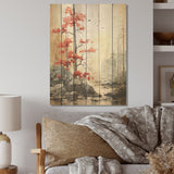 Designart "Munimal Redwood Tree Symetry" Tree Redwood Wood Wall Decor Traditional Red Wood Panel On Natural Pine Wood