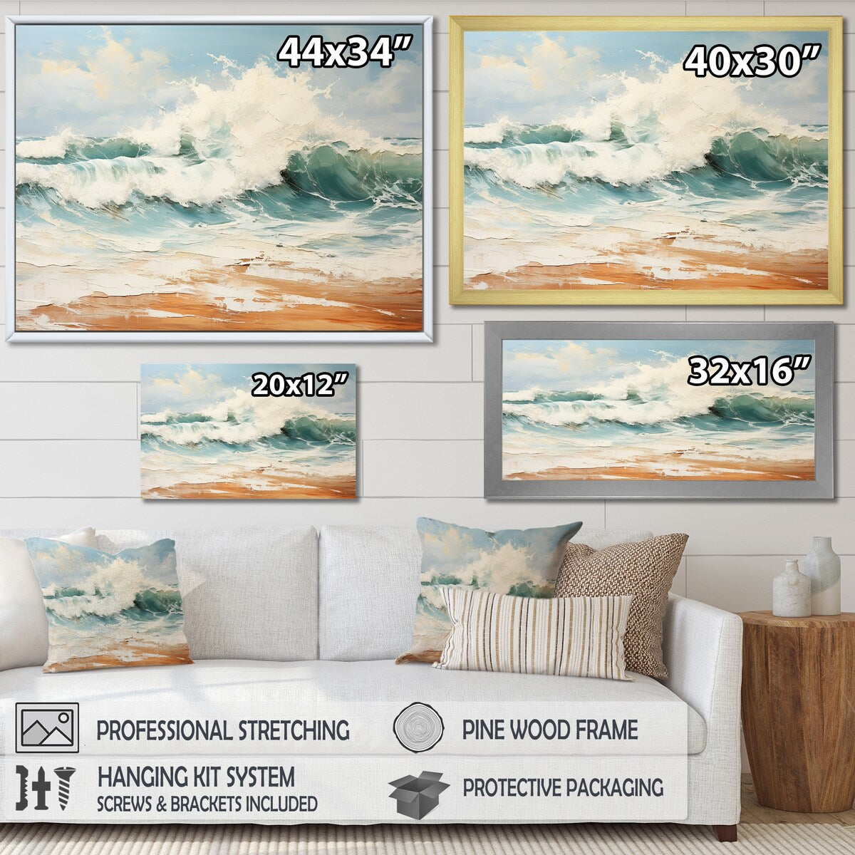 Designart "Muted Color Wave Horizon" Coastal Ocean Wall Art