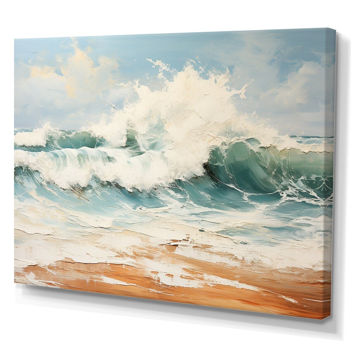 Designart "Muted Color Wave Horizon" Coastal Ocean Wall Art