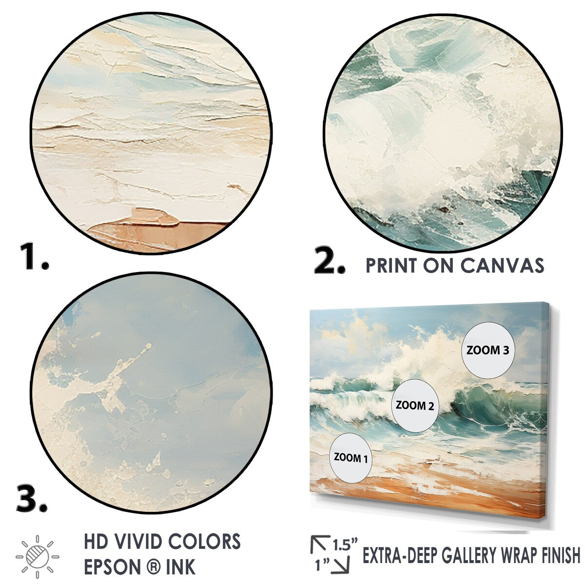 Designart "Muted Color Wave Horizon" Coastal Ocean Wall Art