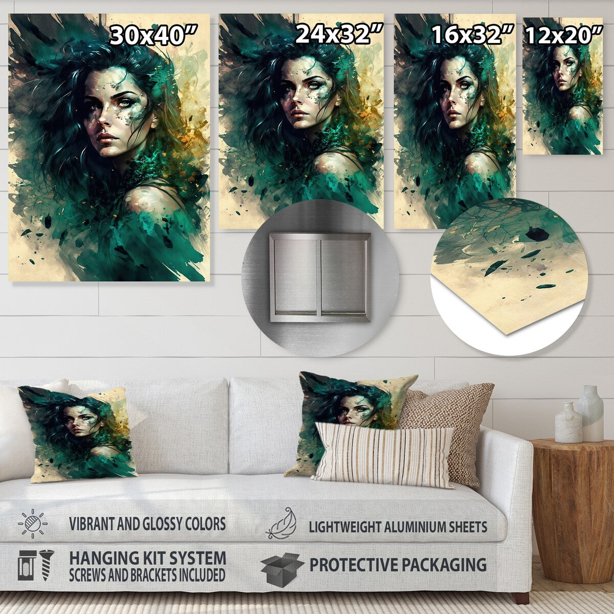 Designart "Mysterious Beauty Watercolor IV" Woman Sensual Metal Wall Art