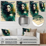 Designart "Mysterious Beauty Watercolor IV" Woman Sensual Metal Wall Art