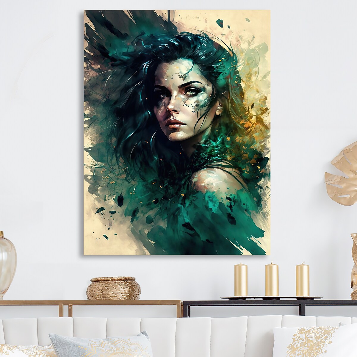 Designart "Mysterious Beauty Watercolor IV" Woman Sensual Metal Wall Art