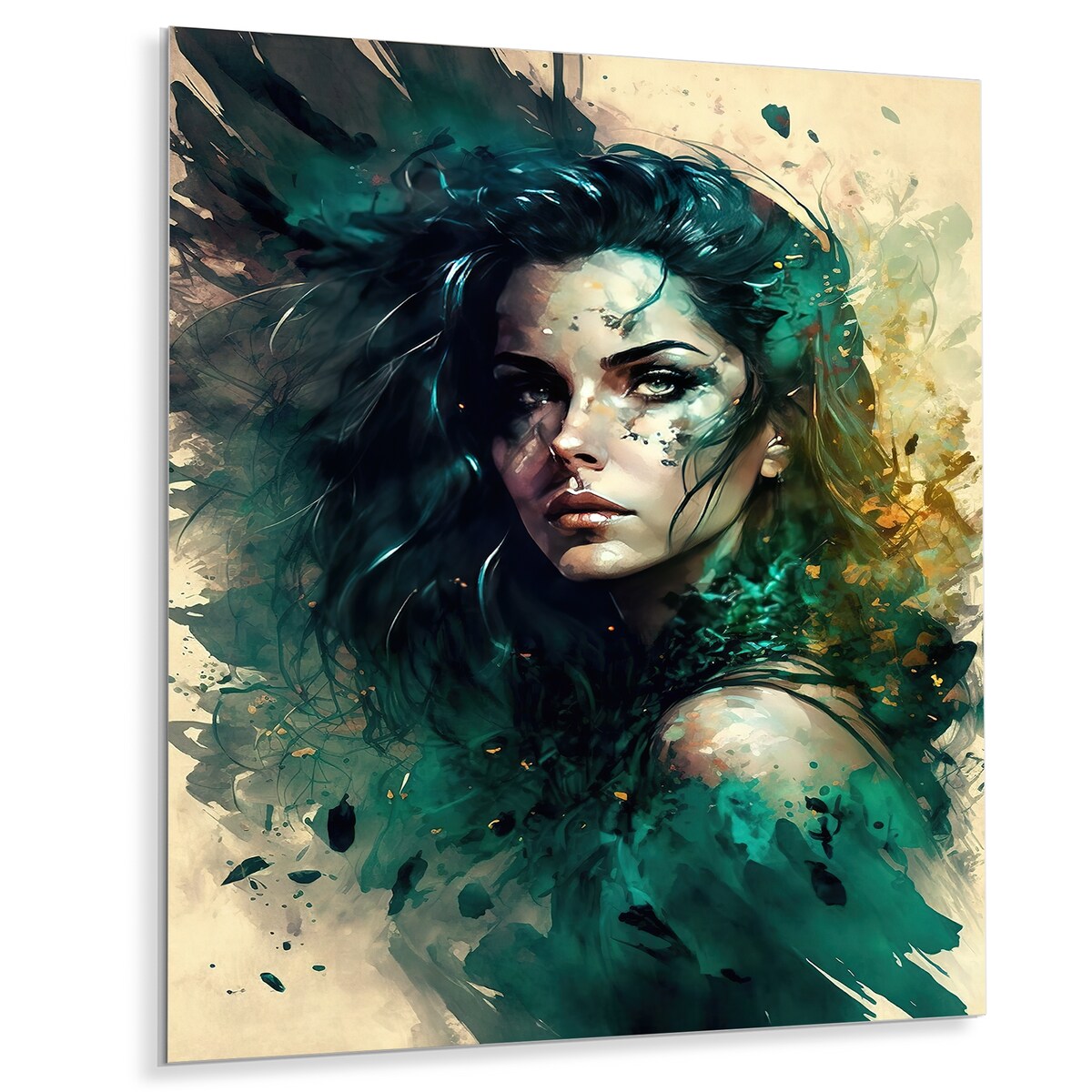 Designart "Mysterious Beauty Watercolor IV" Woman Sensual Metal Wall Art