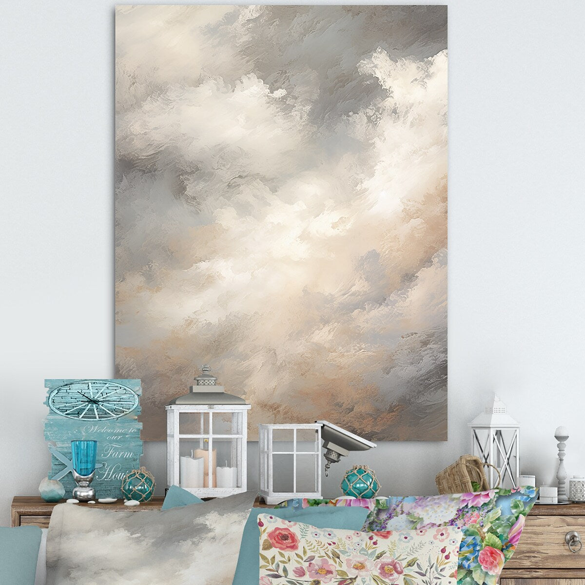 Designart "Mystic Grey Clouds Horizon" Clouds Wall Art