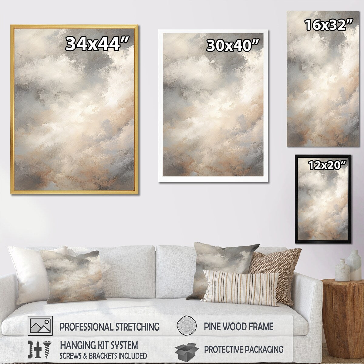 Designart "Mystic Grey Clouds Horizon" Clouds Wall Art