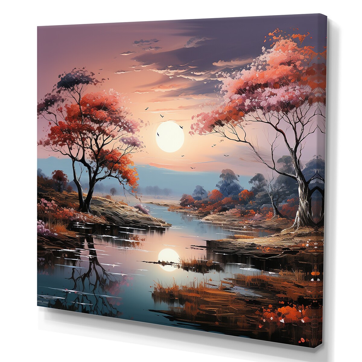 Designart "Mystical Lakes Charm Vivid Liquid Art " River Wall Art Canvas