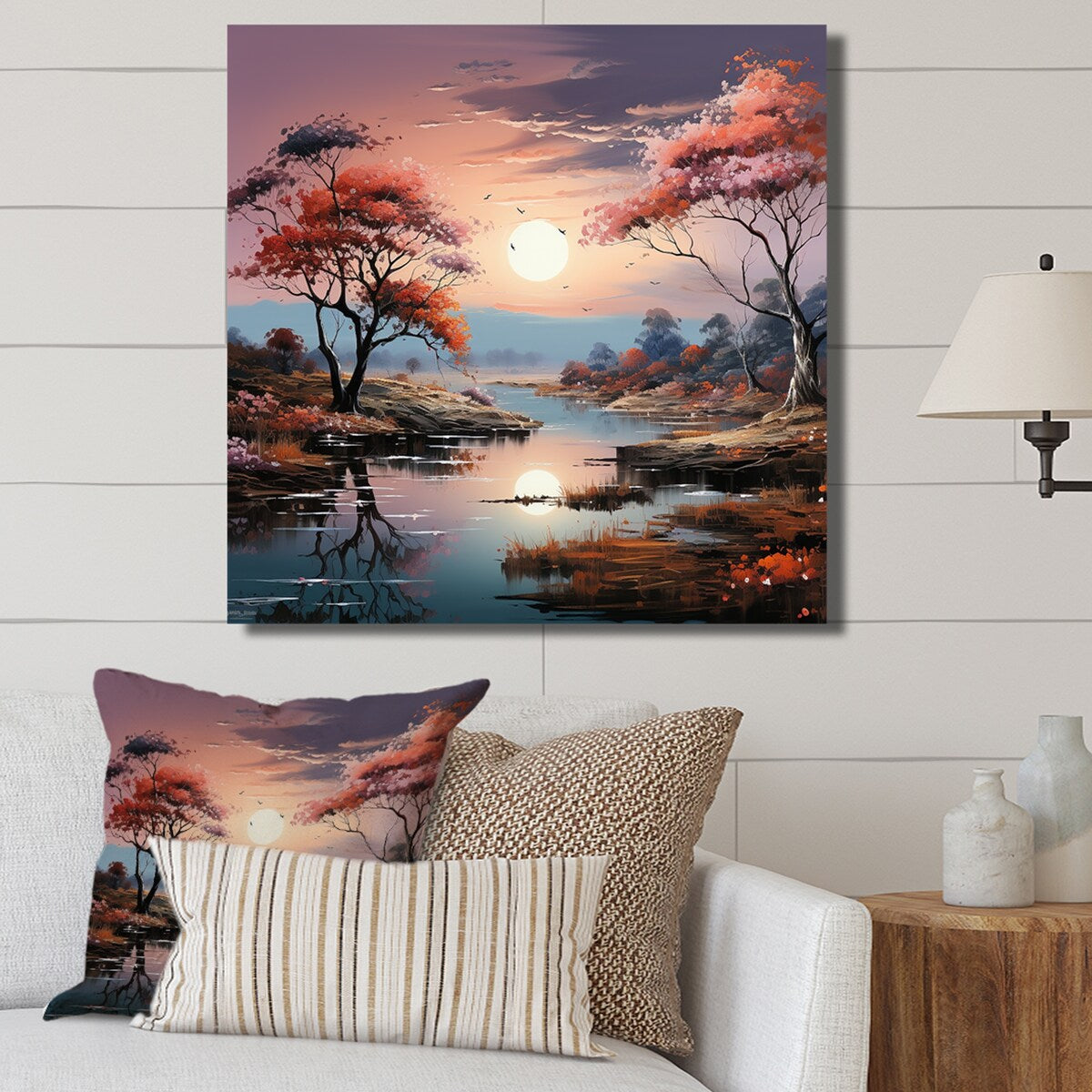 Designart "Mystical Lakes Charm Vivid Liquid Art " River Wall Art Canvas