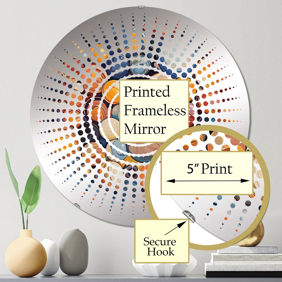 Designart "Mystical Marbles I" - Modern Abstract Shapes Sun Circles Wall Mirror
