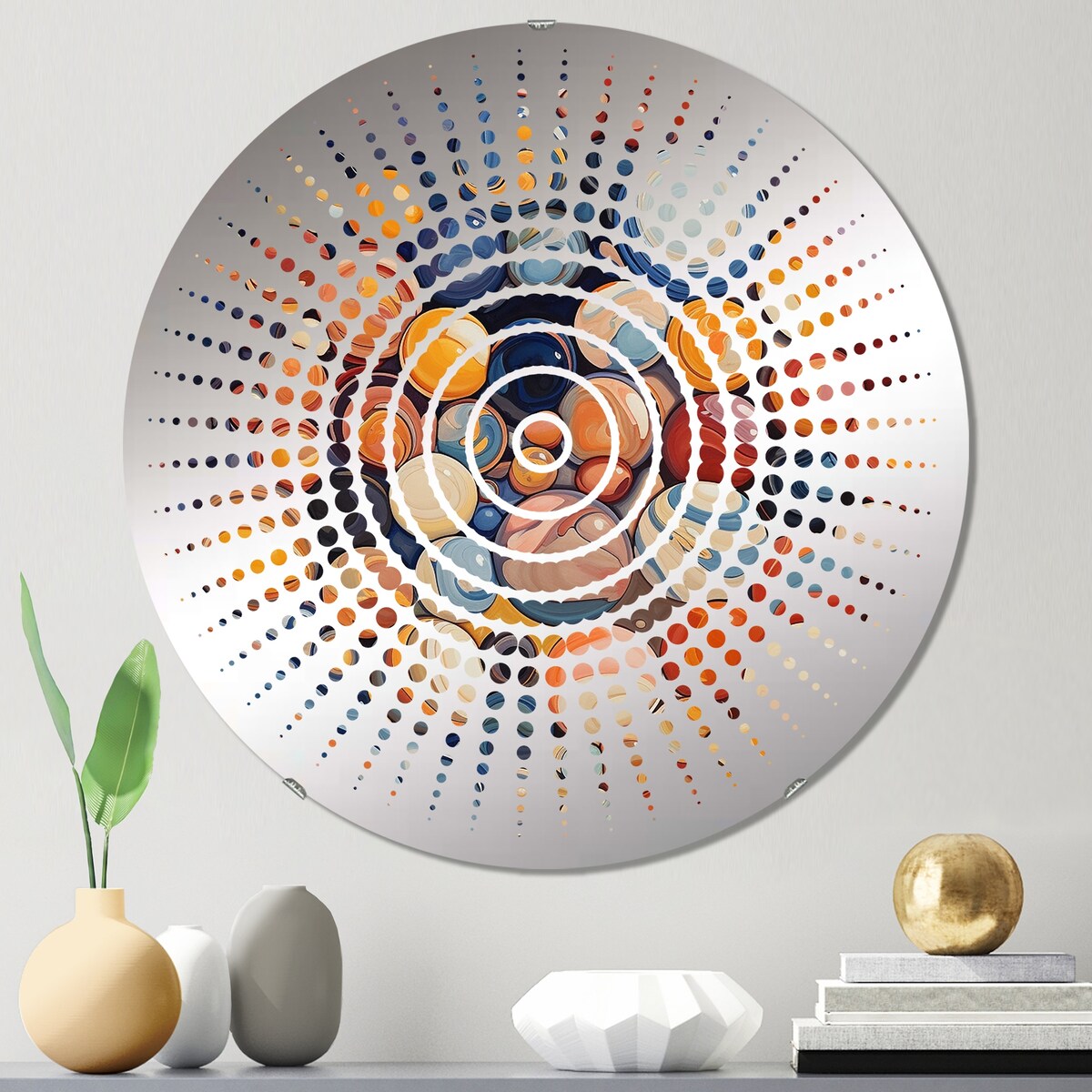 Designart "Mystical Marbles I" - Modern Abstract Shapes Sun Circles Wall Mirror