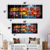 Designart "Neon Groove Cassette Tapes I" Colorful Cassette Tapes Set Of 5 Modern Oversized Canvas Wall Art For Entryway