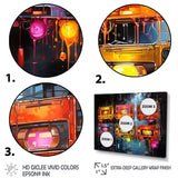 Designart "Neon Groove Cassette Tapes I" Colorful Cassette Tapes Set Of 5 Modern Oversized Canvas Wall Art For Entryway