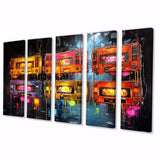 Designart "Neon Groove Cassette Tapes I" Colorful Cassette Tapes Set Of 5 Modern Oversized Canvas Wall Art For Entryway