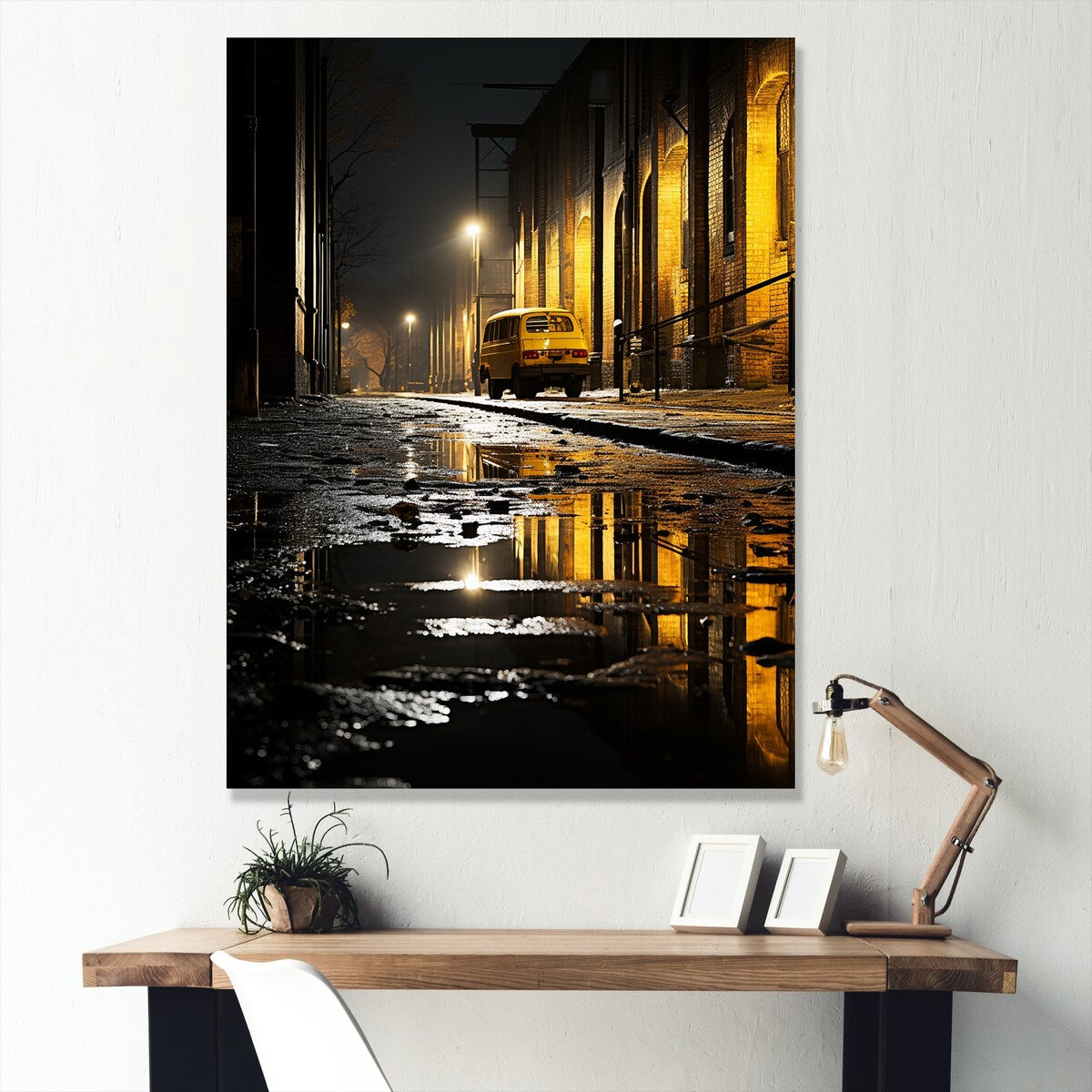 Designart "Nightly Silent Workshops Alley" Factories Wall Art